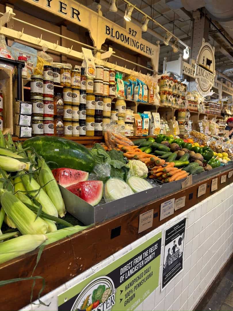 A fresh produce stand inside Reading Terminal Market in Philadelphia