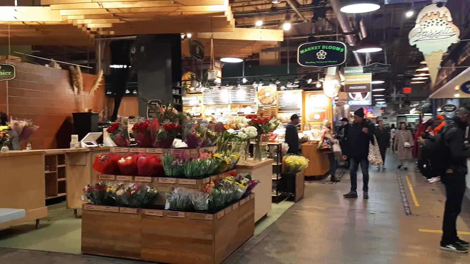 Busy stalls inside Reading Terminal Market in Philadelphia, Pennsylvania