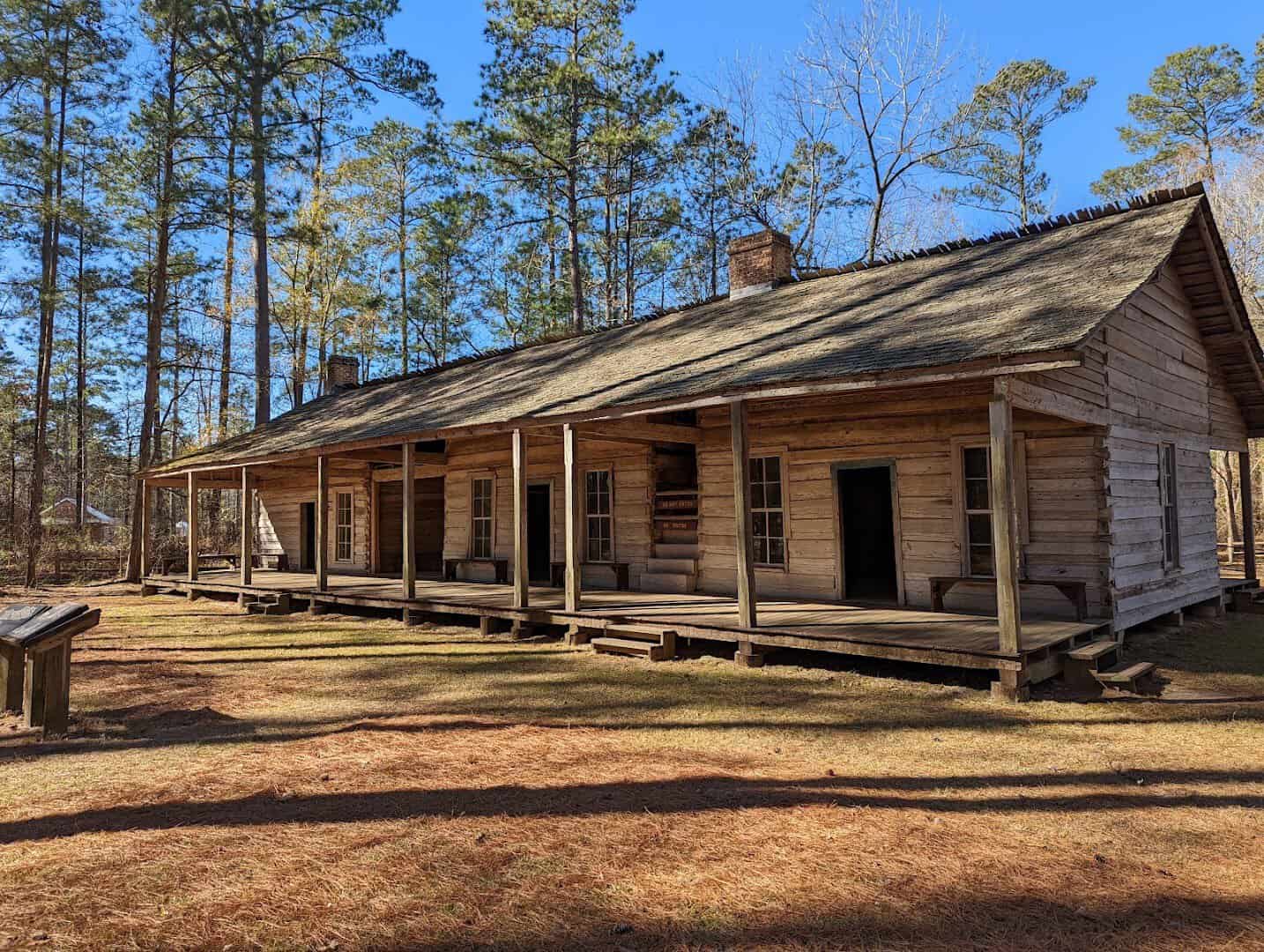 The historic Rice Family Log Home at Mission Tejas State Park