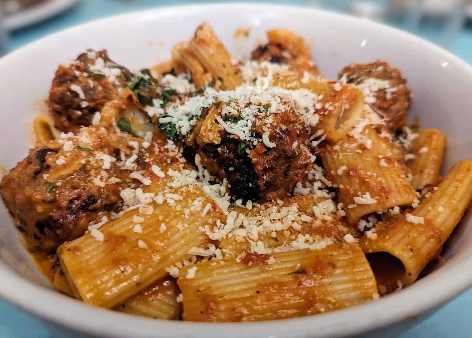 Rigatoni with meatballs at Giacomo's Cibo e Vino in Houston