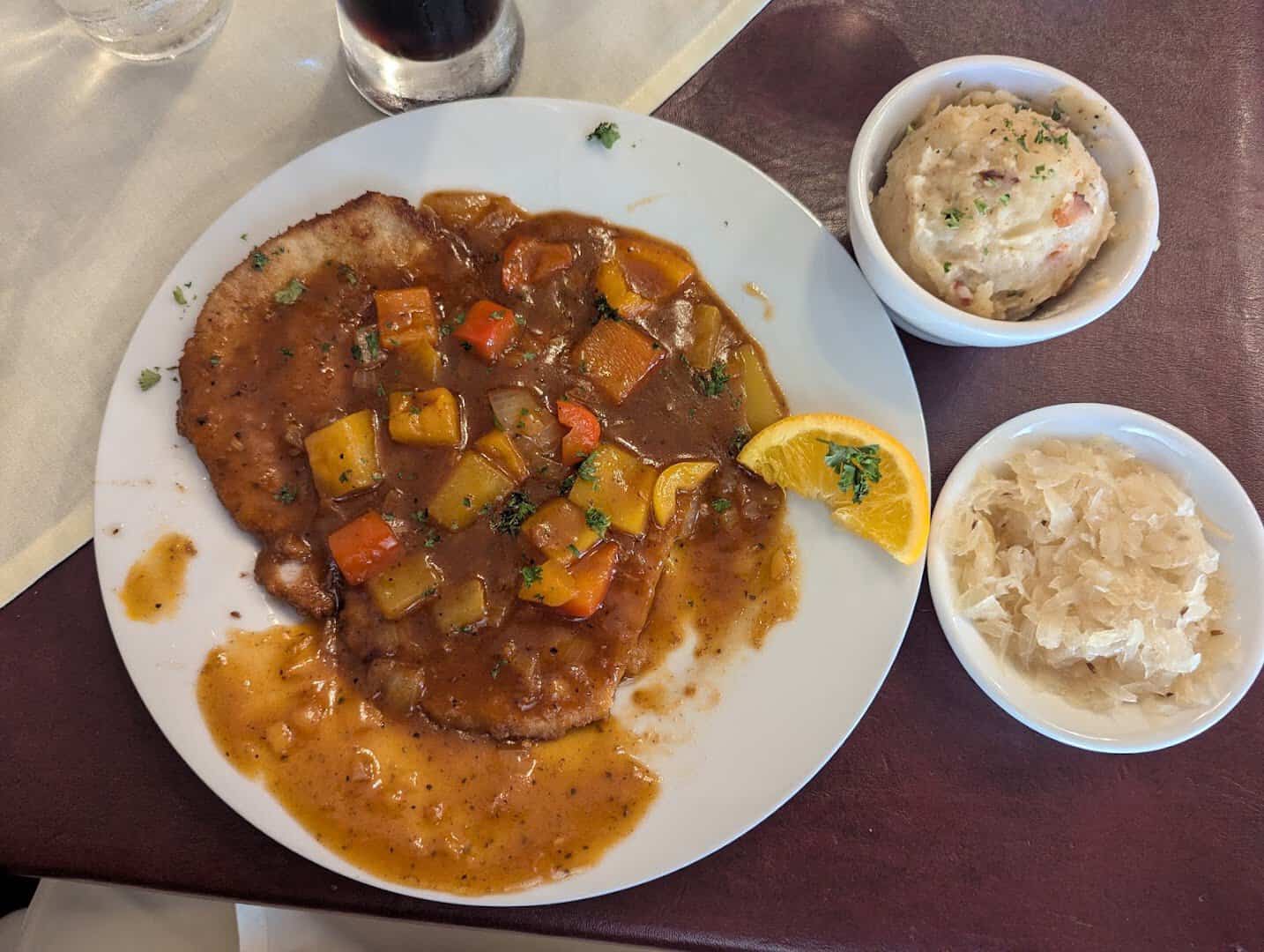 Rinder goulash beef stew plate at Alpine Haus in New Braunfels
