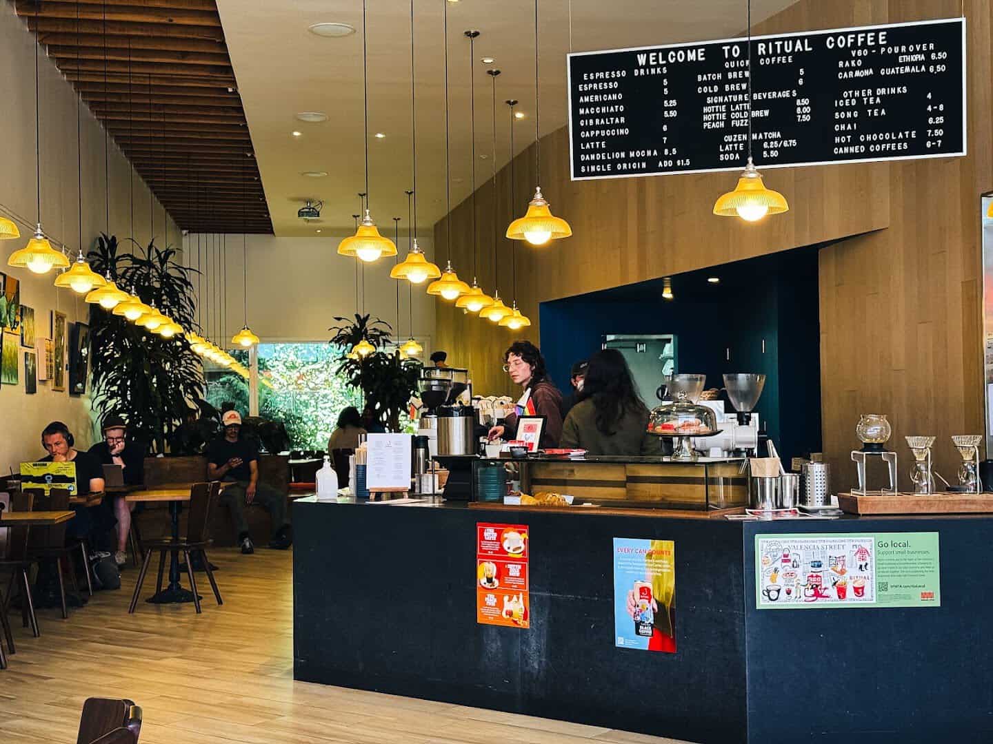 Coffee bar and menu at Ritual Coffee Roasters in San Francisco
