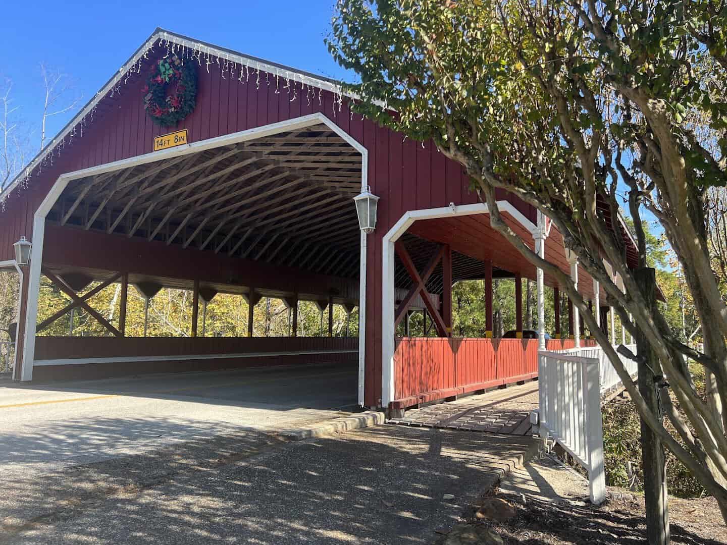 River Plantation Covered Bridge near Conroe, Texas, in fall