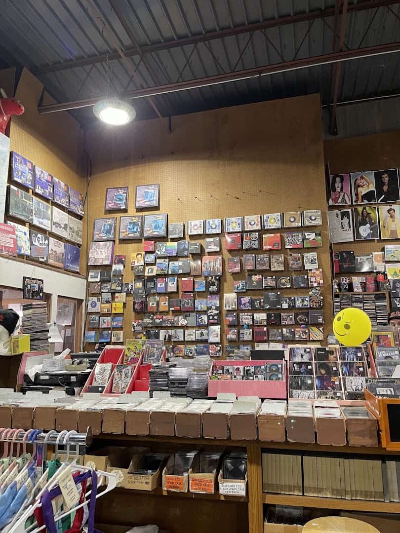 Rows of CDs on display at Forever Young Records in Grand Prairie, Texas