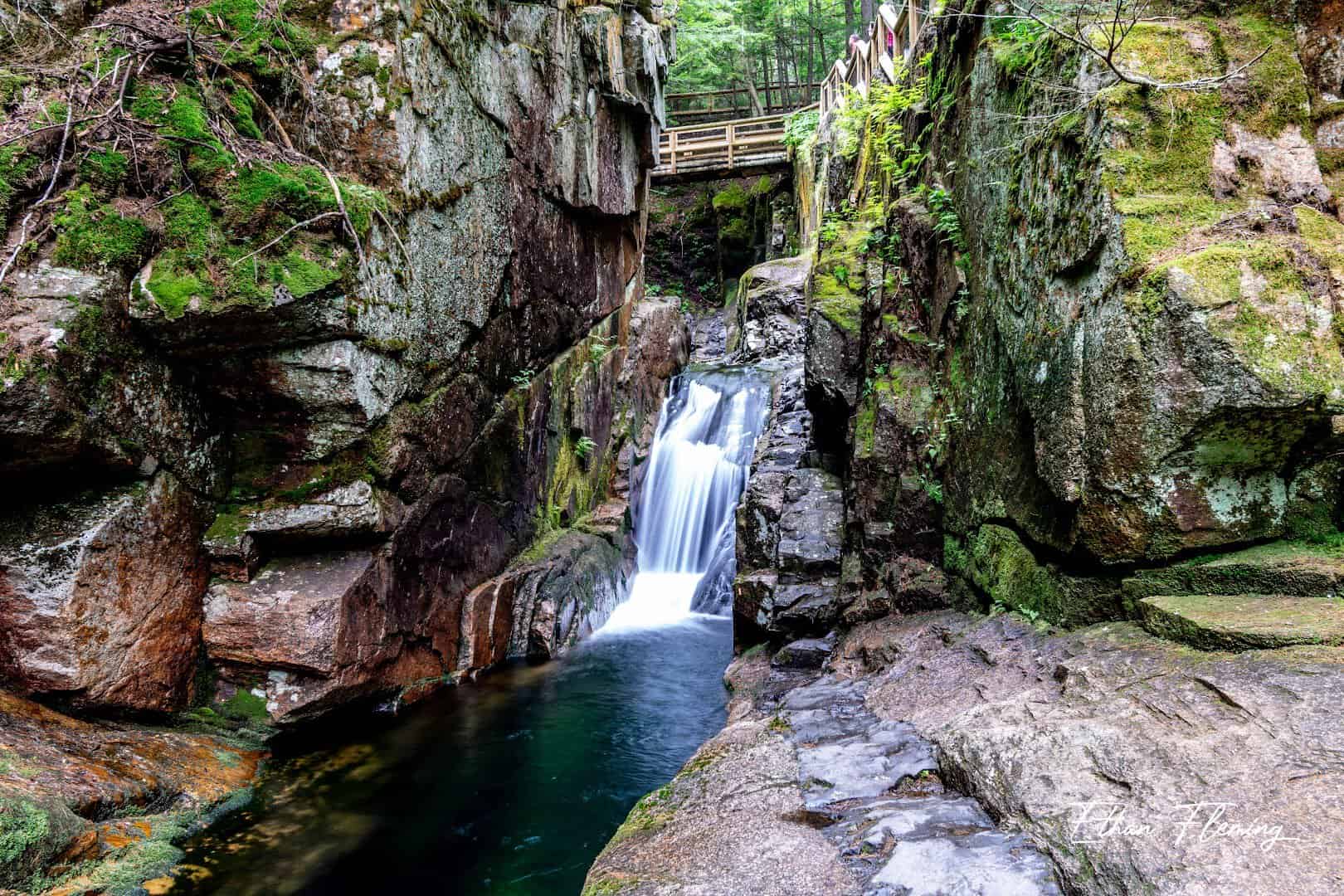 Sabbaday Falls tumbling through a granite flume along the Kancamagus Highway in New Hampshire