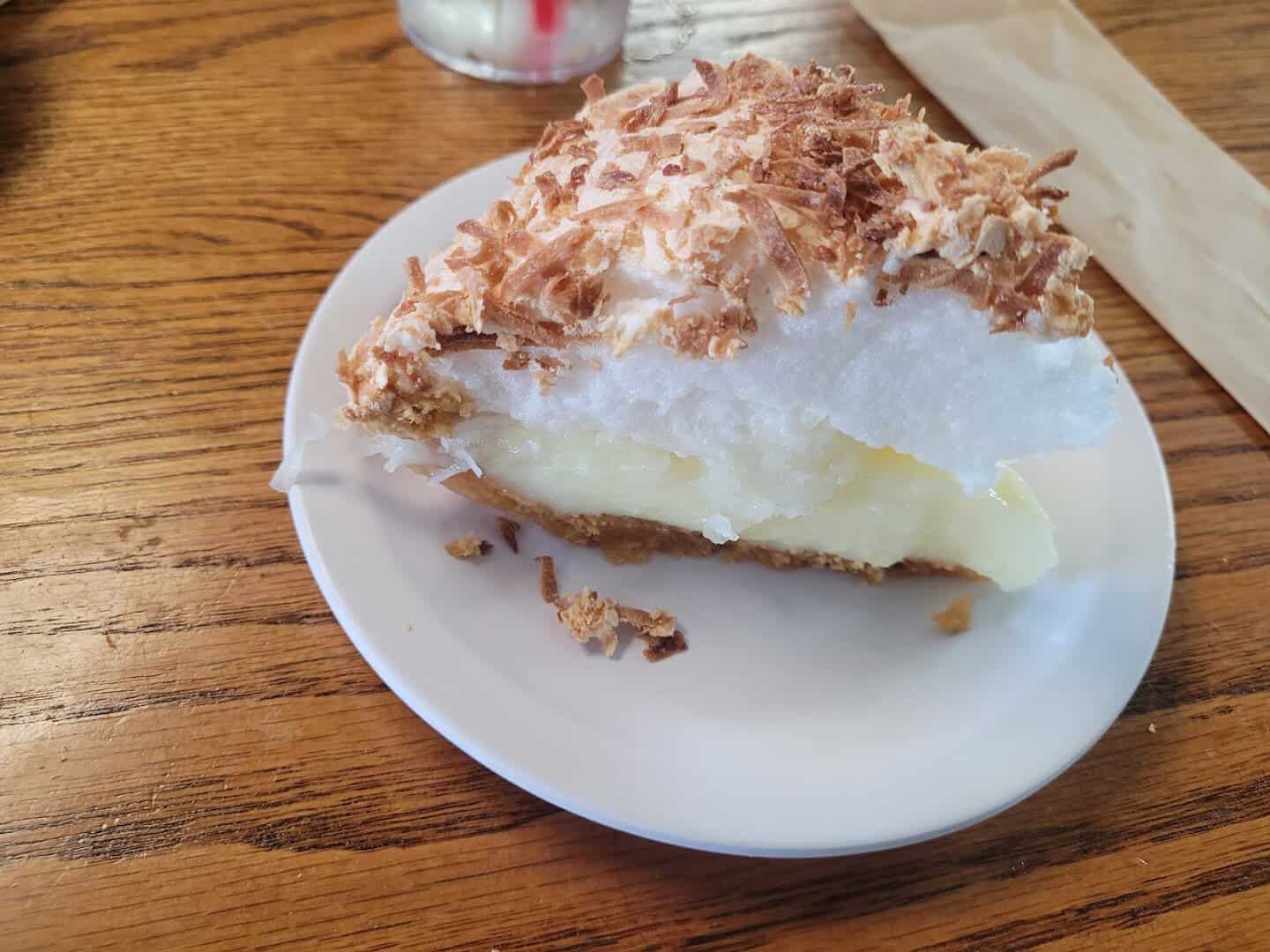A slice of coconut cream pie at Sam's Original Restaurant in Fairfield, Texas