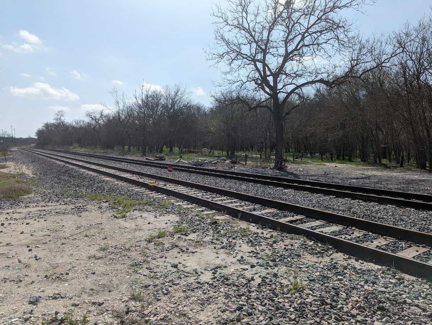 Railroad tracks at the San Antonio Ghost Tracks crossing in Texas