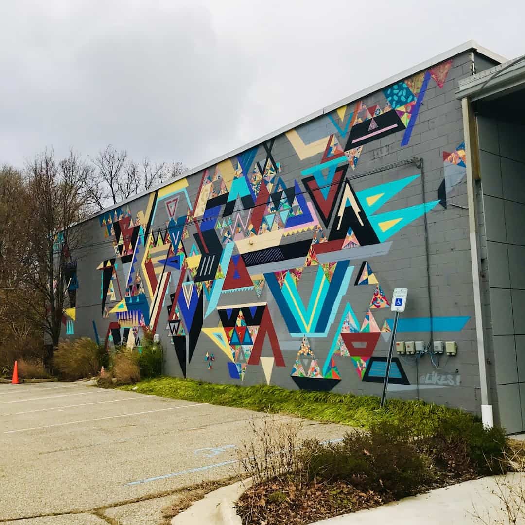 Geometric mural at the Saugatuck Center for the Arts, Saugatuck, Michigan