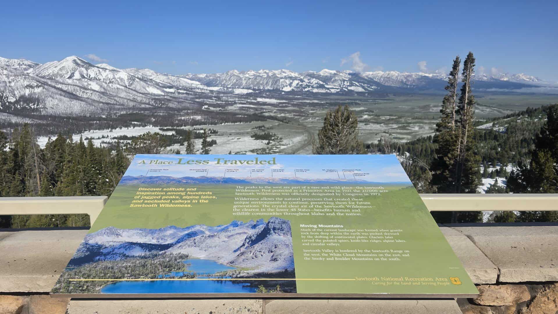 Snow-capped Sawtooth Range from Galena Summit Overlook, Idaho