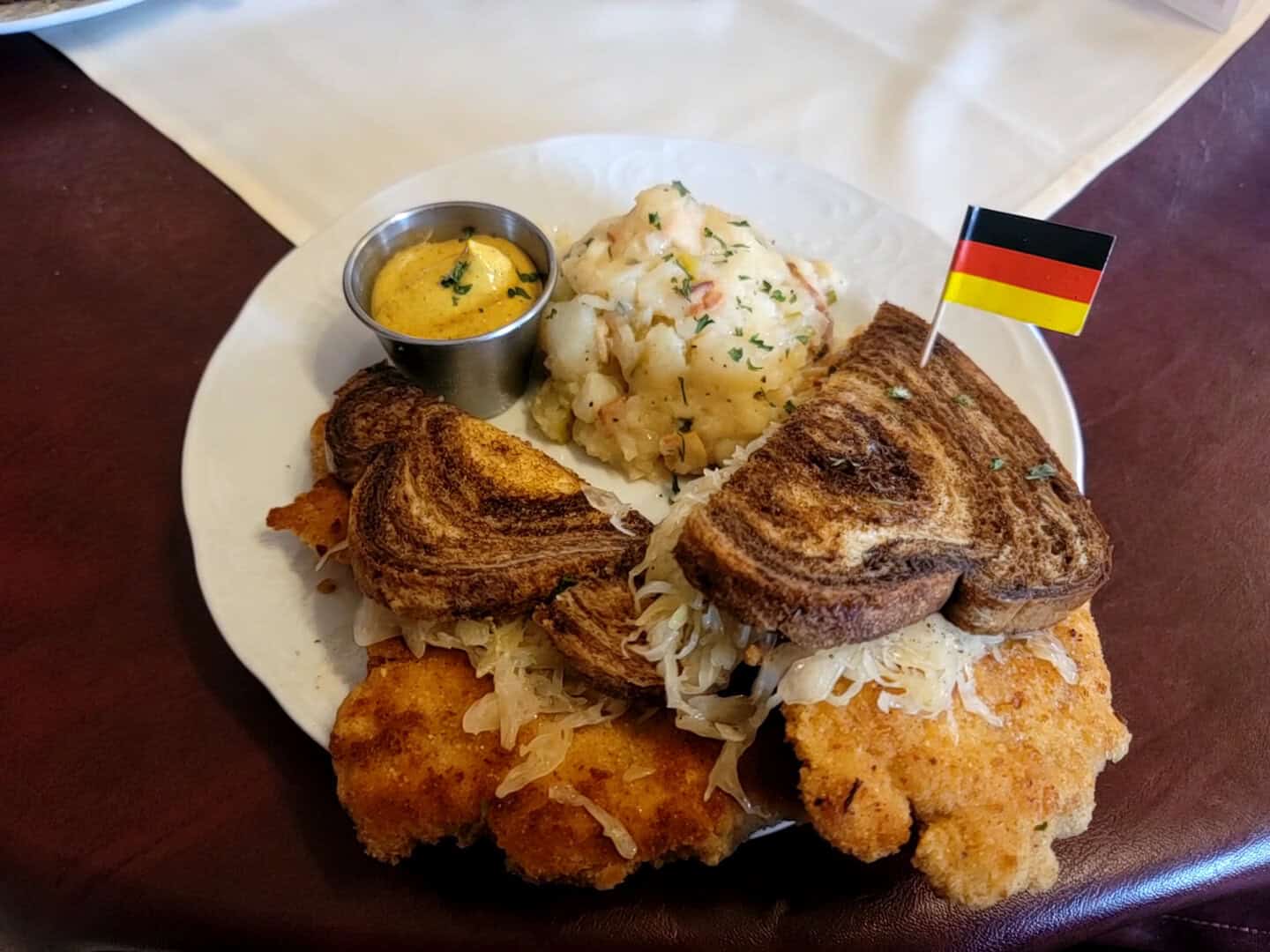 Breaded schnitzel plate at Alpine Haus in New Braunfels