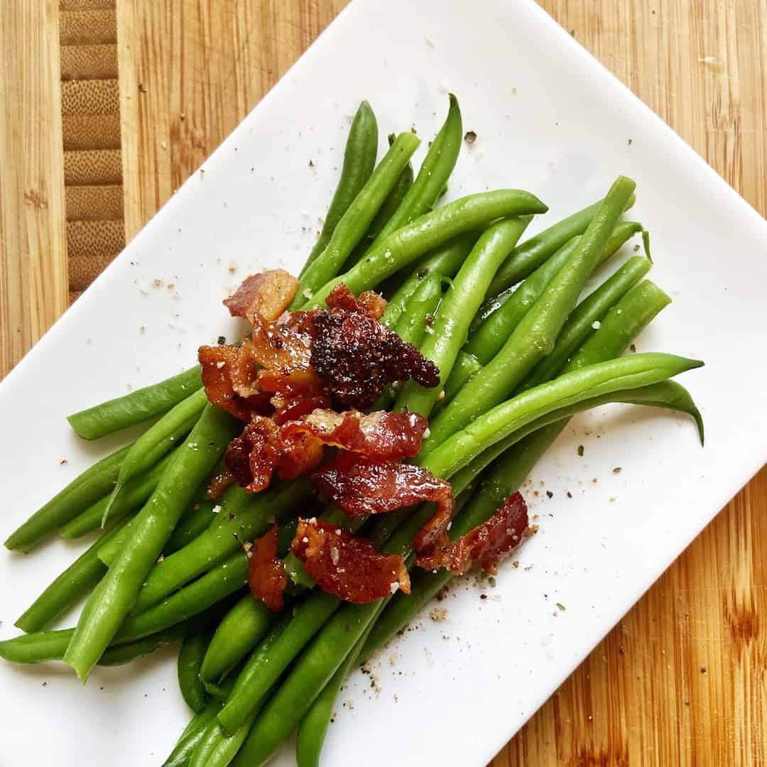 Green beans with bacon at Schobels' Restaurant in Columbus, Texas