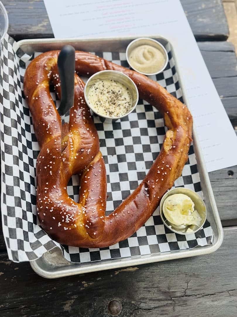 Warm soft pretzel at Scholz Garten in Austin, Texas
