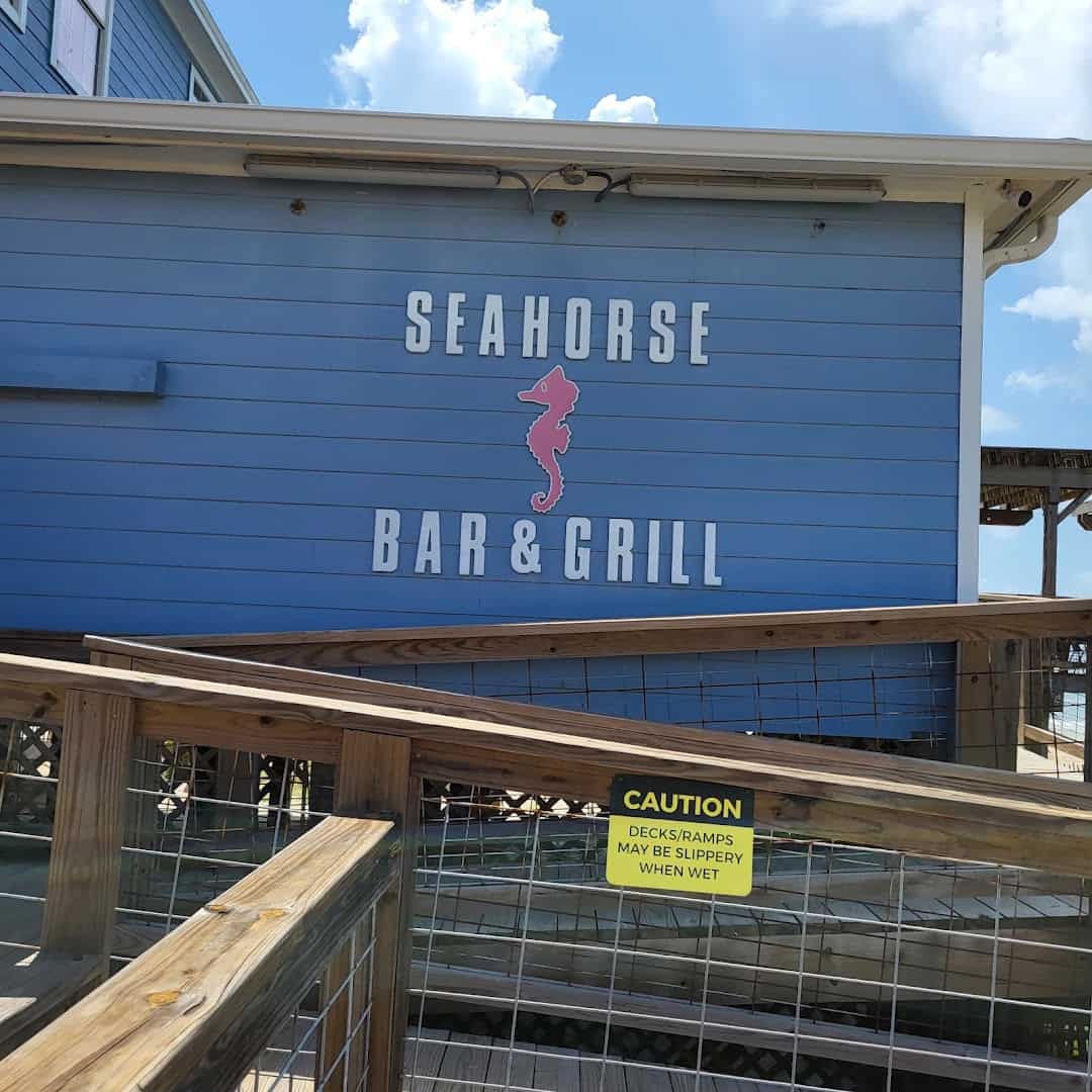 Seahorse Bar & Grill sign in Surfside Beach, Texas