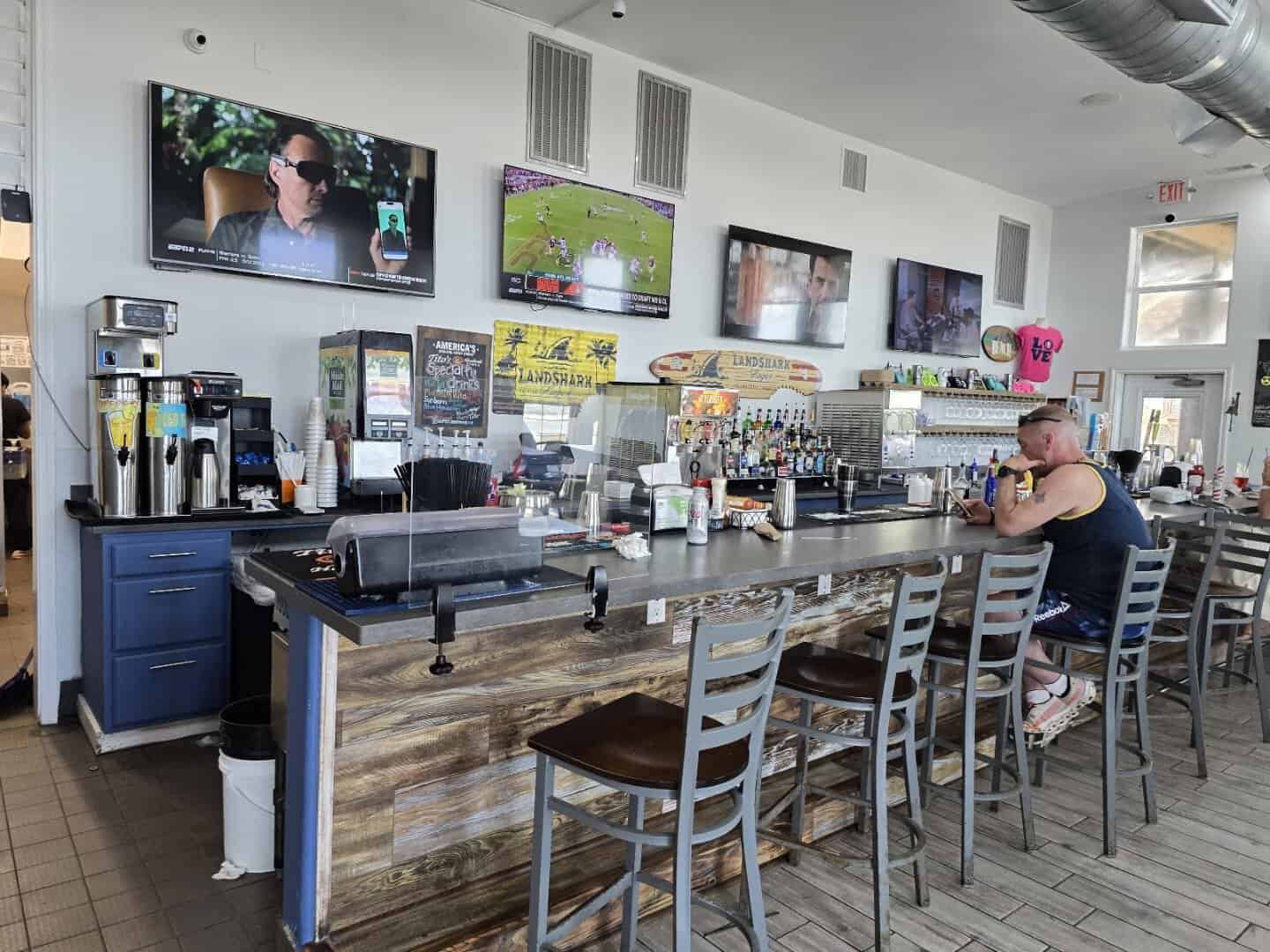 Indoor bar and dining area at Seahorse Bar & Grill in Surfside Beach, Texas