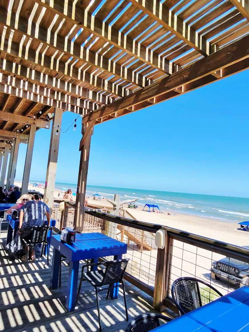 Open-air deck overlooking the Gulf at Seahorse Bar & Grill in Surfside Beach
