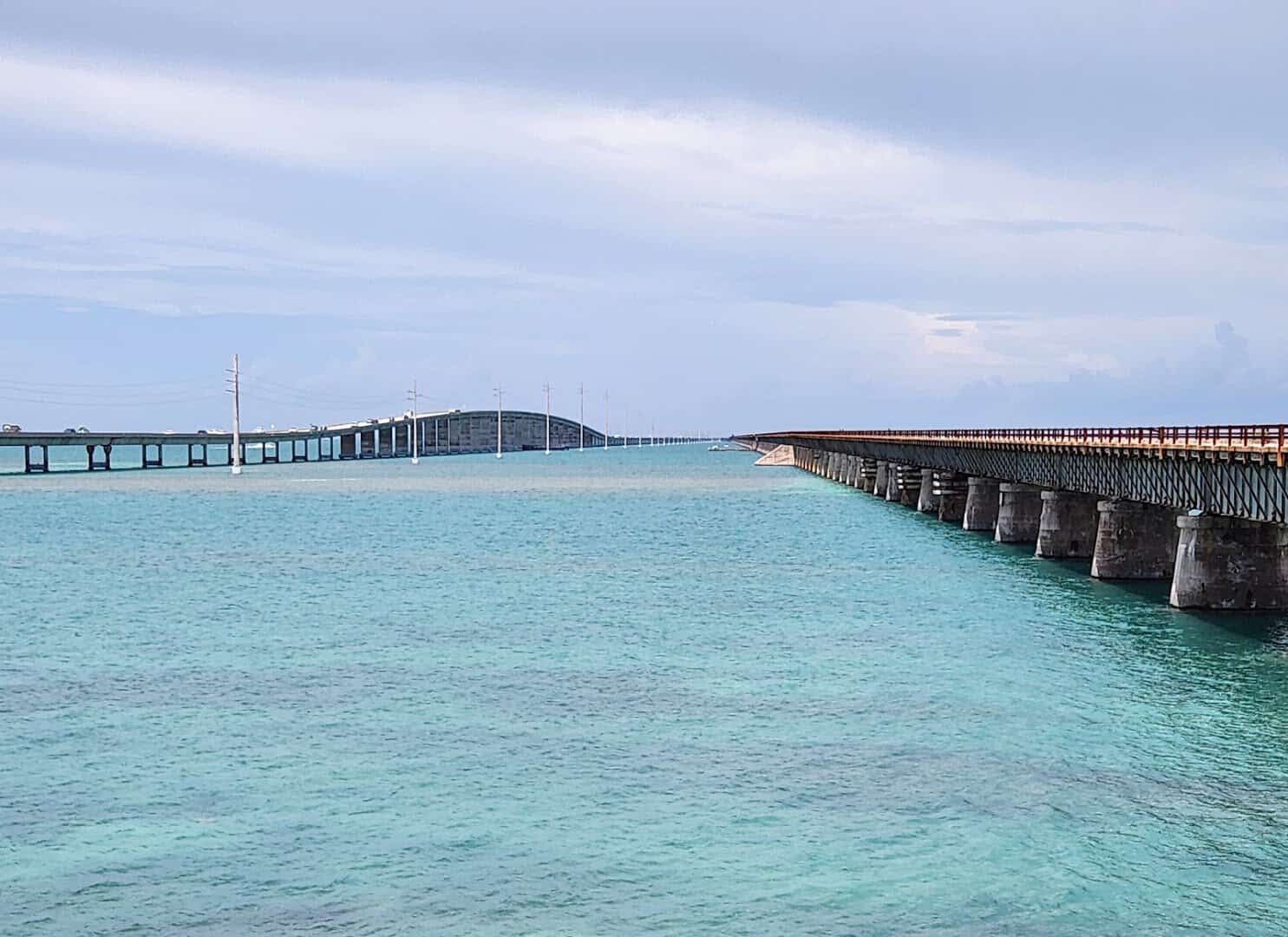 The Seven Mile Bridge stretching over turquoise water on the Overseas Highway in the Florida Keys