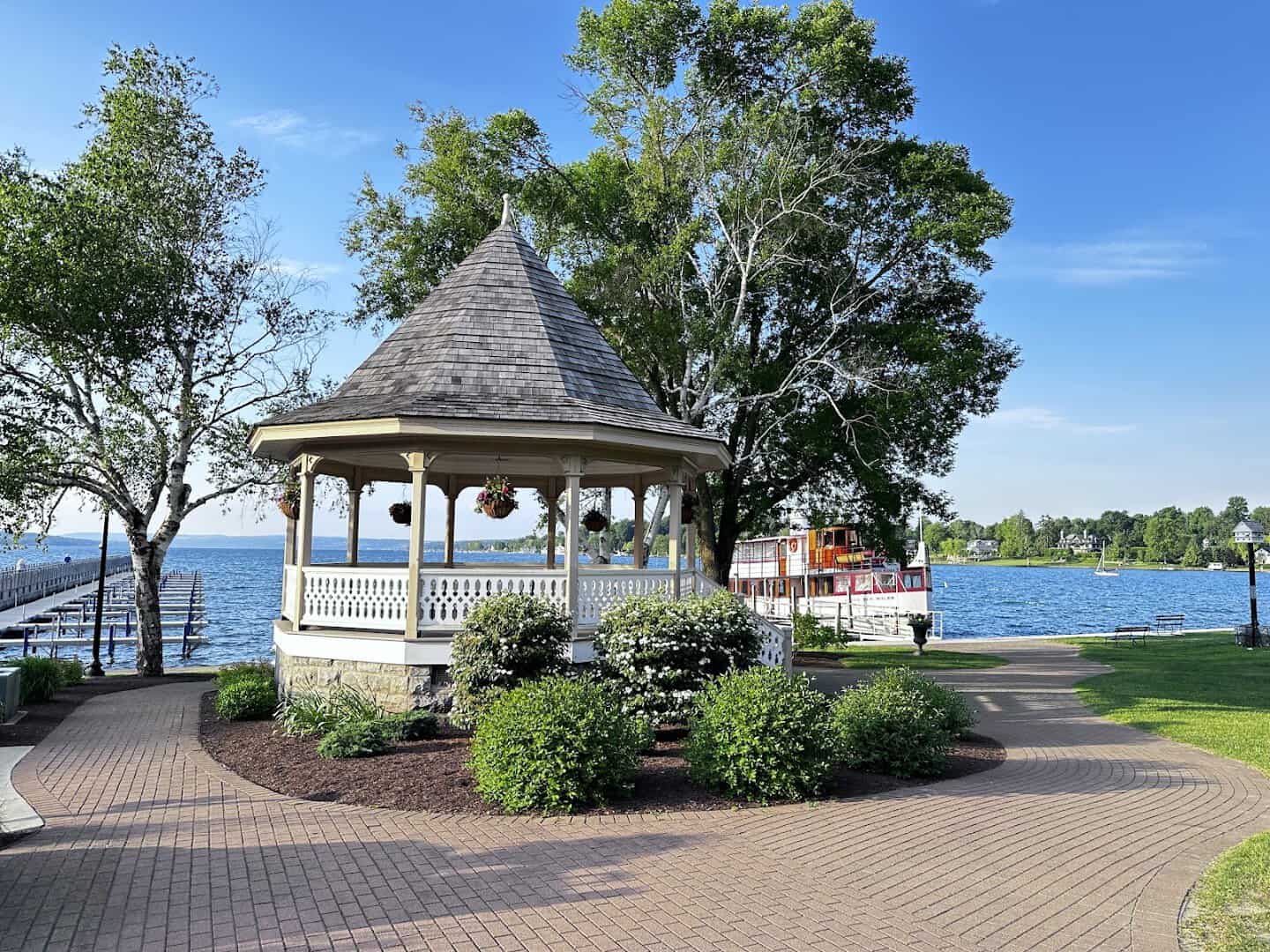 Lakeside gazebo at Clift Park on Skaneateles Lake in Skaneateles, New York