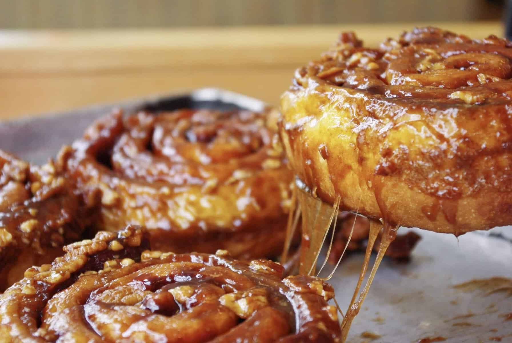 Caramel pecan cinnamon rolls at Snow City Cafe in Anchorage, Alaska