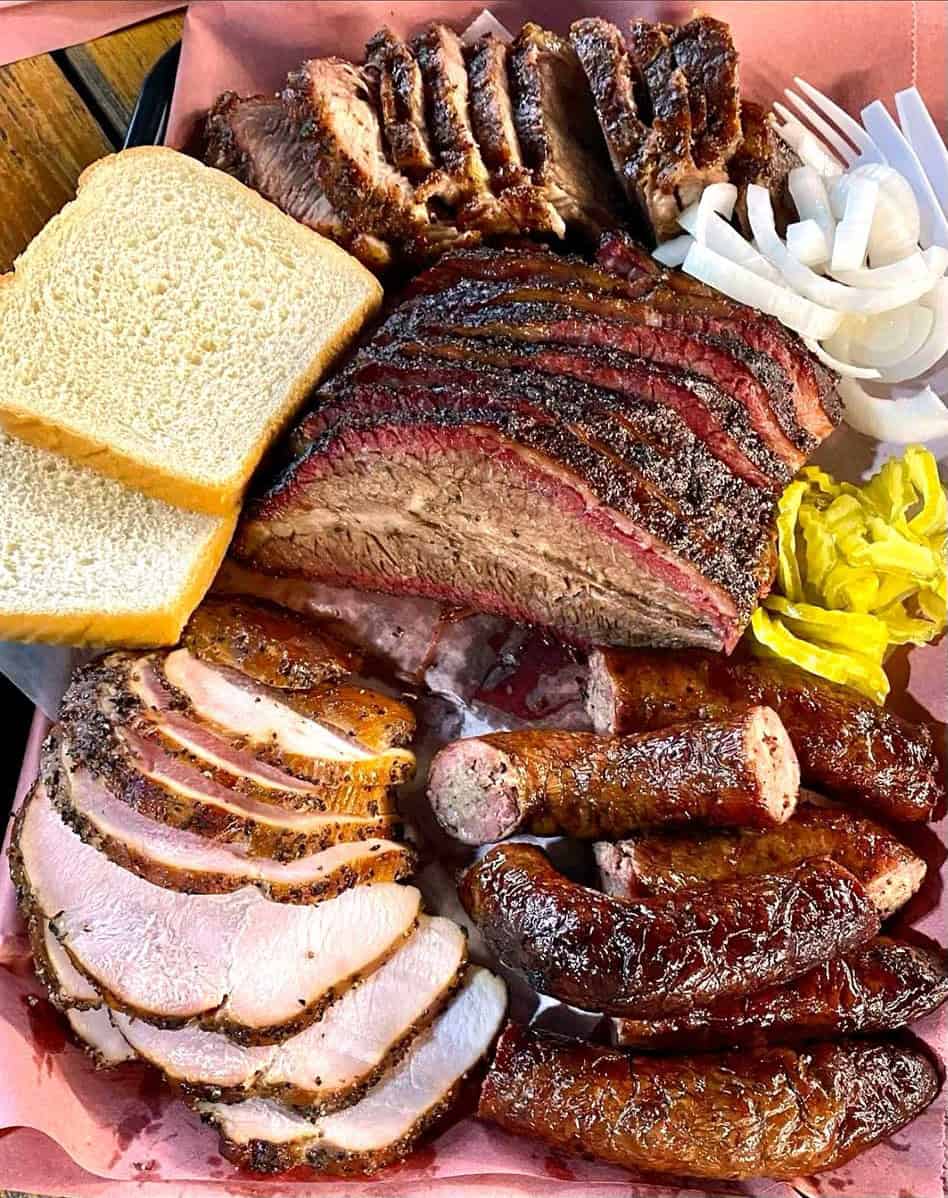 Sliced brisket platter at Snow's BBQ in Lexington