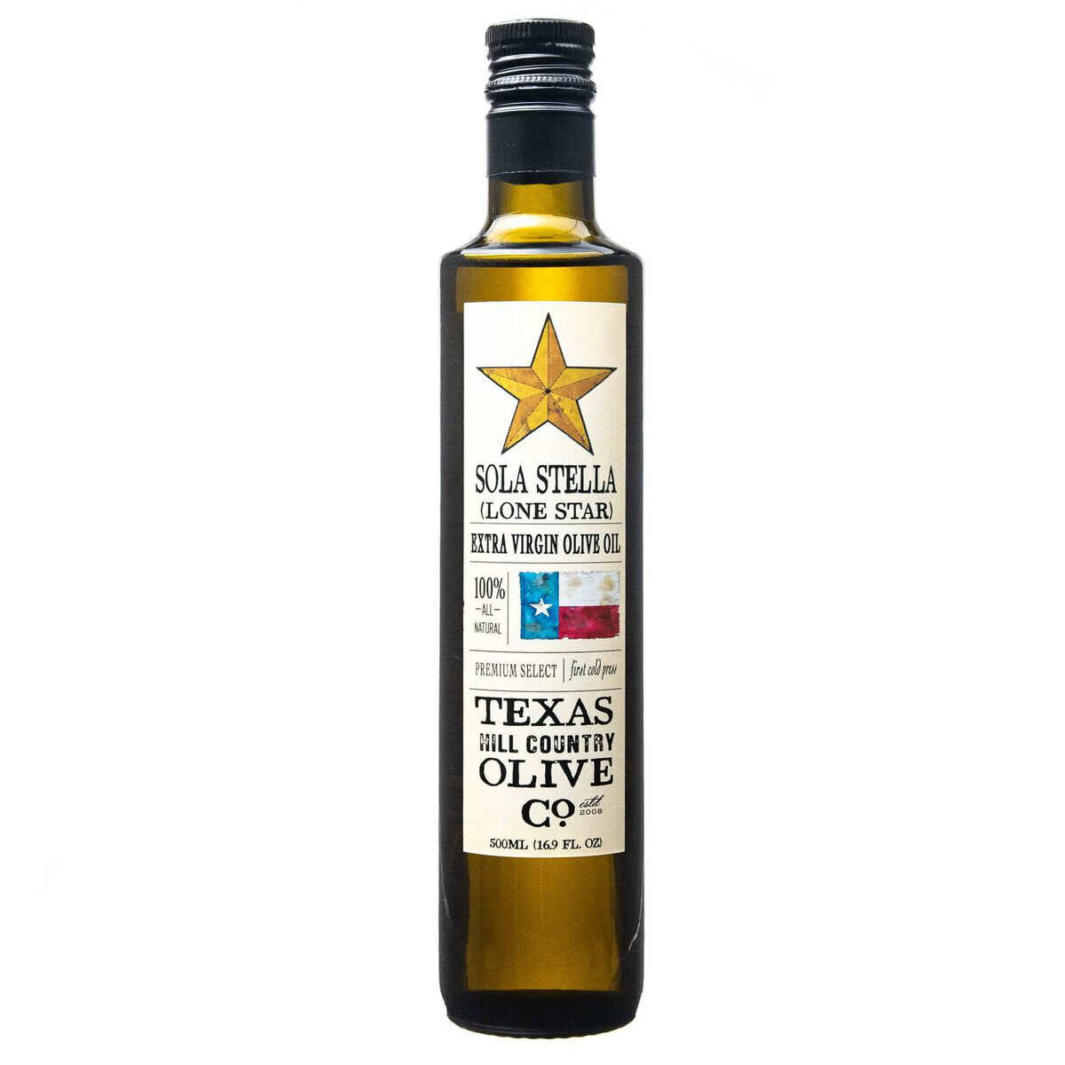 Sola Stella extra virgin olive oil bottle from Texas Hill Country Olive Co.