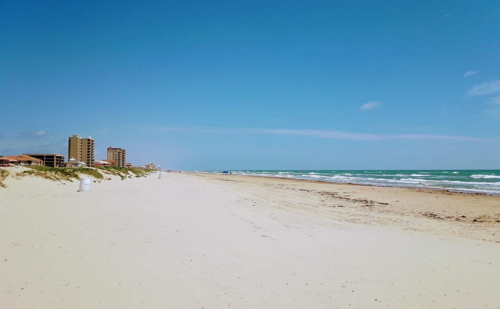 Sugar white sand and turquoise Gulf water at South Padre Island, Texas