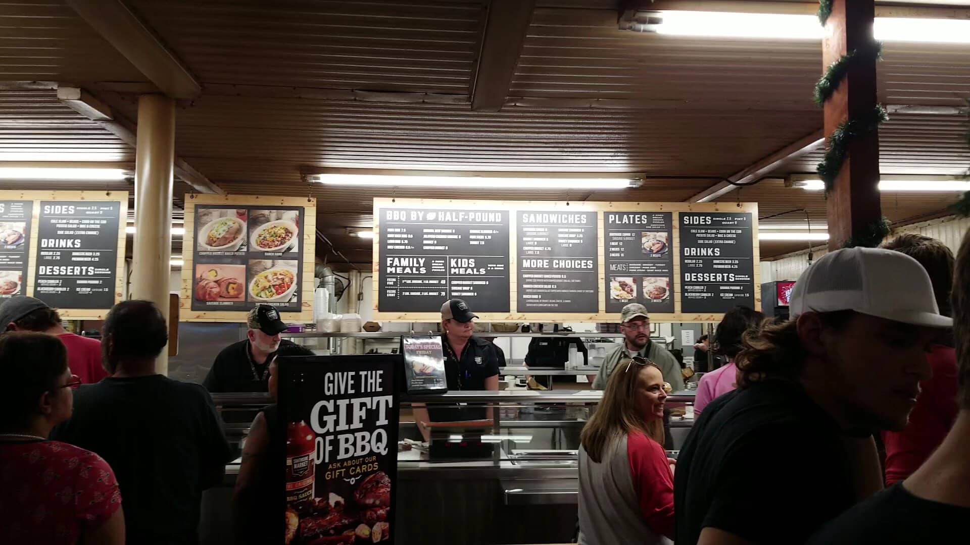 Order counter and overhead menu boards at Southside Market and Barbeque in Elgin, Texas