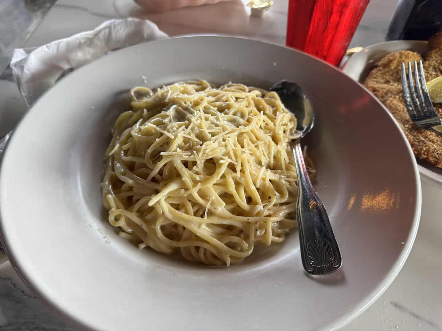 Creamy parmesan spaghetti at Roman Cucina in Dallas