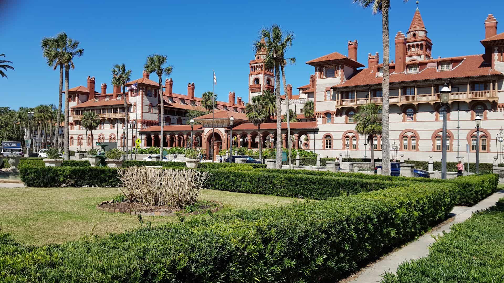 Historic Spanish Renaissance towers of Flagler College in St. Augustine, Florida