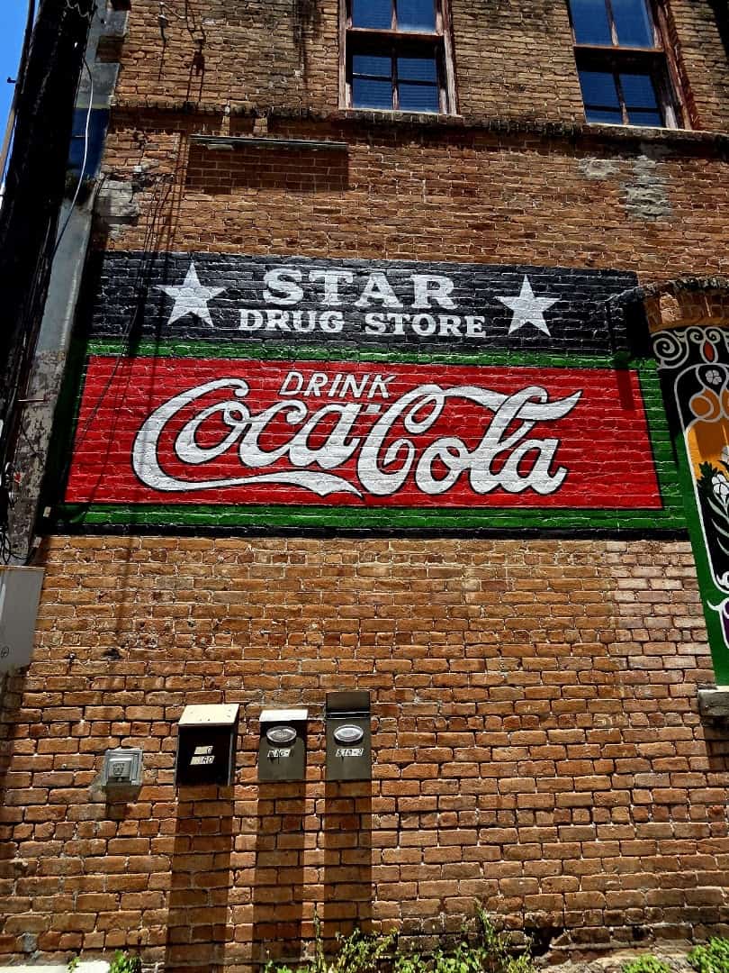 The vintage Star Drug Store Coca-Cola mural in Galveston, Texas