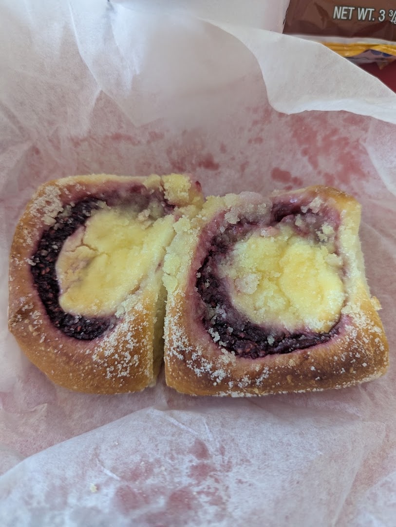 A strawberry cream cheese kolache at Czech Stop in West, Texas