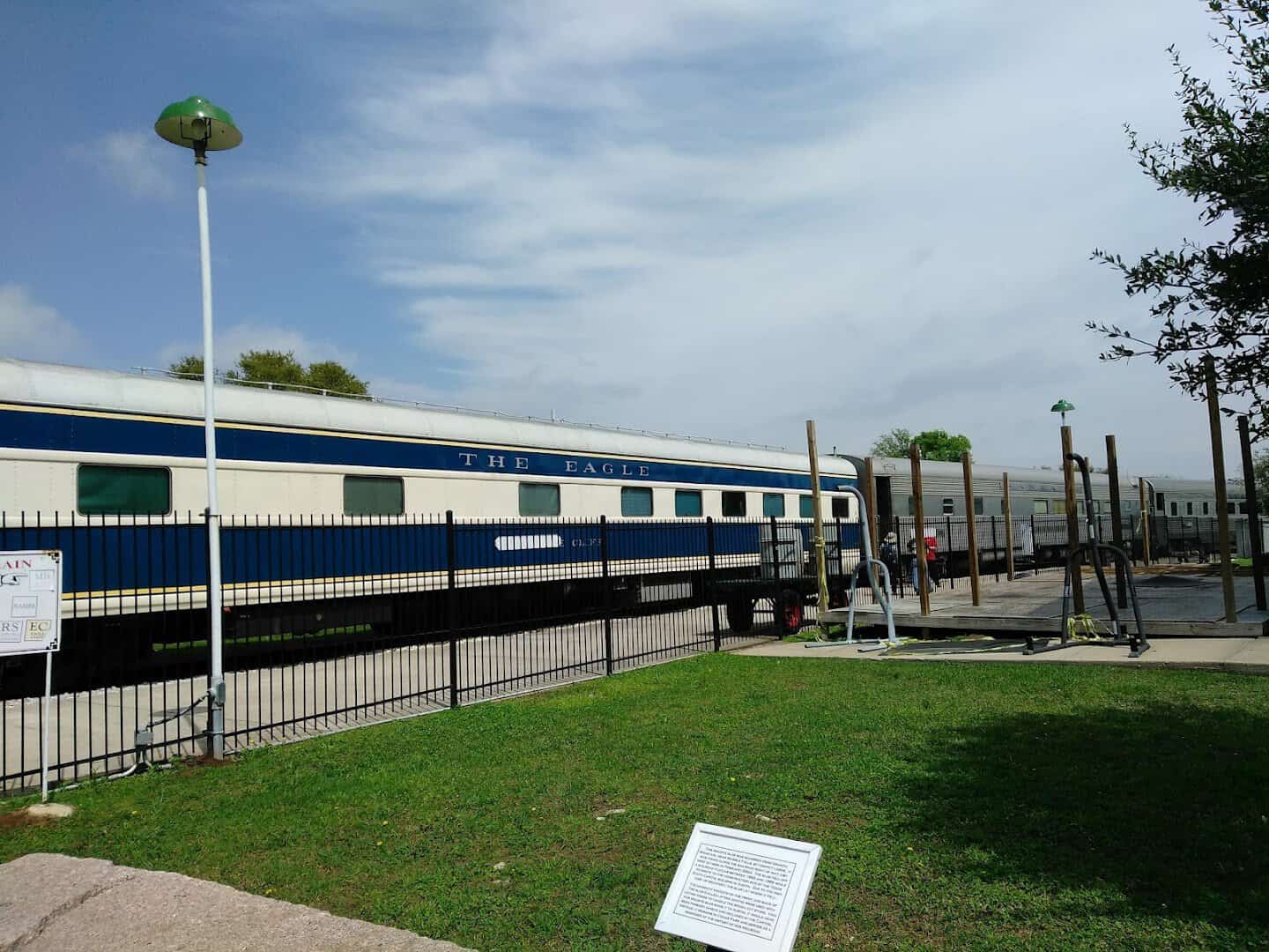 Restored streamline passenger cars at the Austin Steam Train Association in Cedar Park, Texas