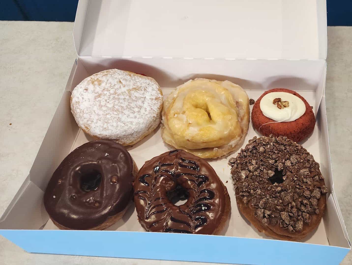Box of assorted doughnuts at Sublime Doughnuts in Atlanta, Georgia