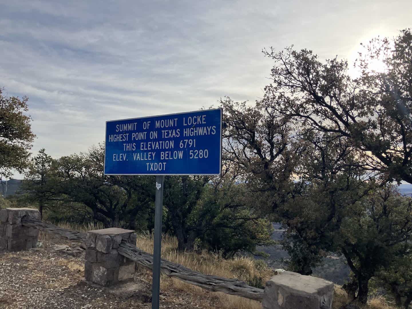 The Summit of Mount Locke elevation sign at McDonald Observatory, Texas