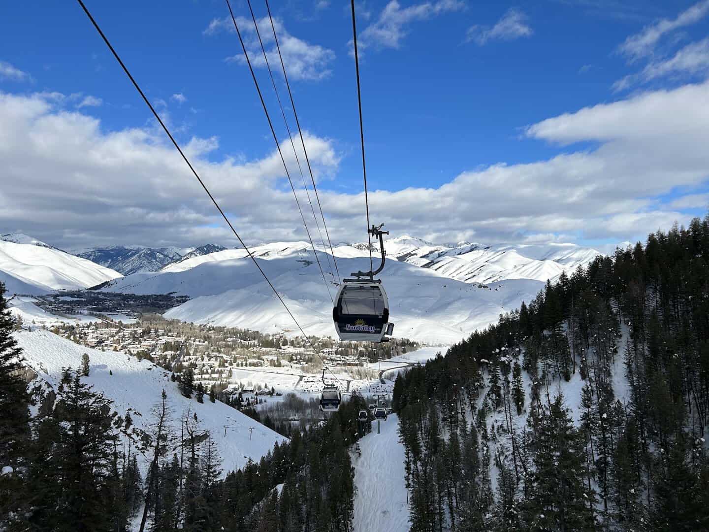 Snowy village and gondola at Sun Valley, Idaho