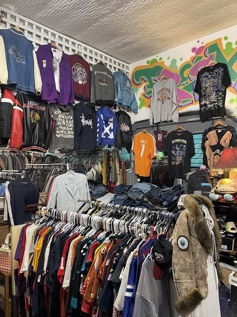 Racks of vintage clothing at Sweet Repeat Resale in Bryan, Texas