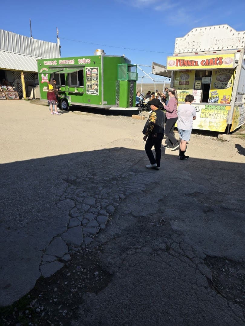 Taco truck and funnel cake stand at Austin Country Flea Market