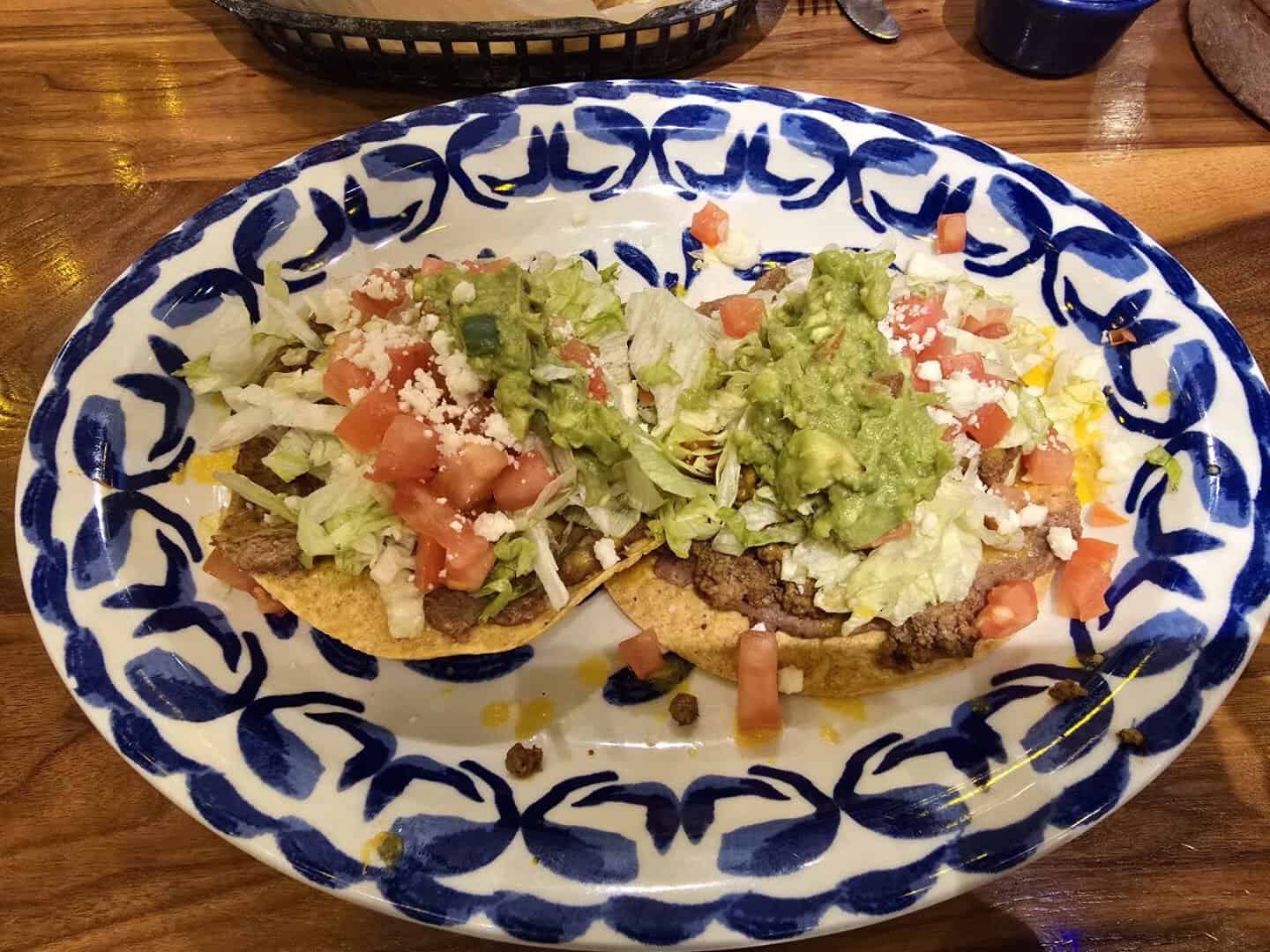Tacos with guacamole and rice at Mi Familia at the Rim in San Antonio