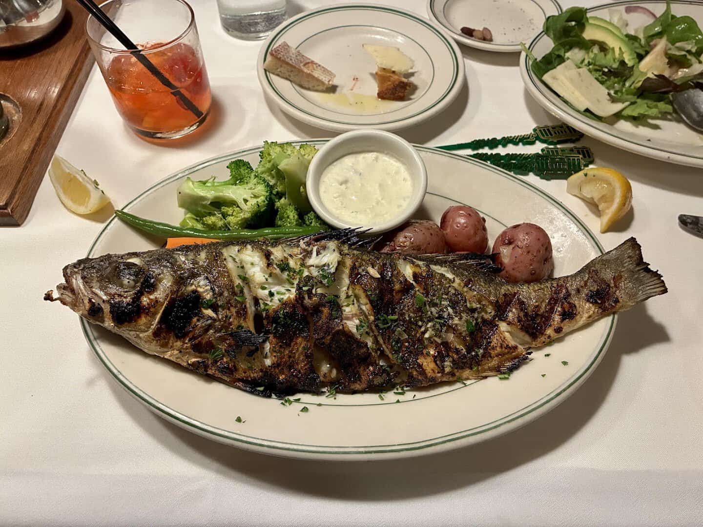 Grilled whole fish plate at Tadich Grill in San Francisco, California