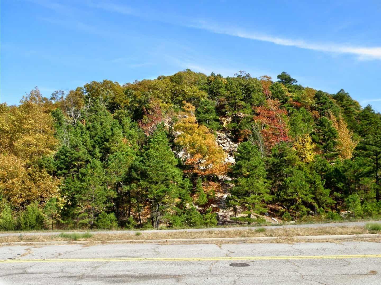 Ridge with fall color along the Talimena Scenic Drive Arkansas