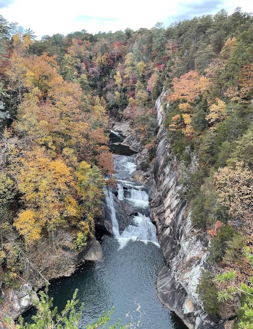 Fall color spilling down the walls of Tallulah Gorge, Georgia
