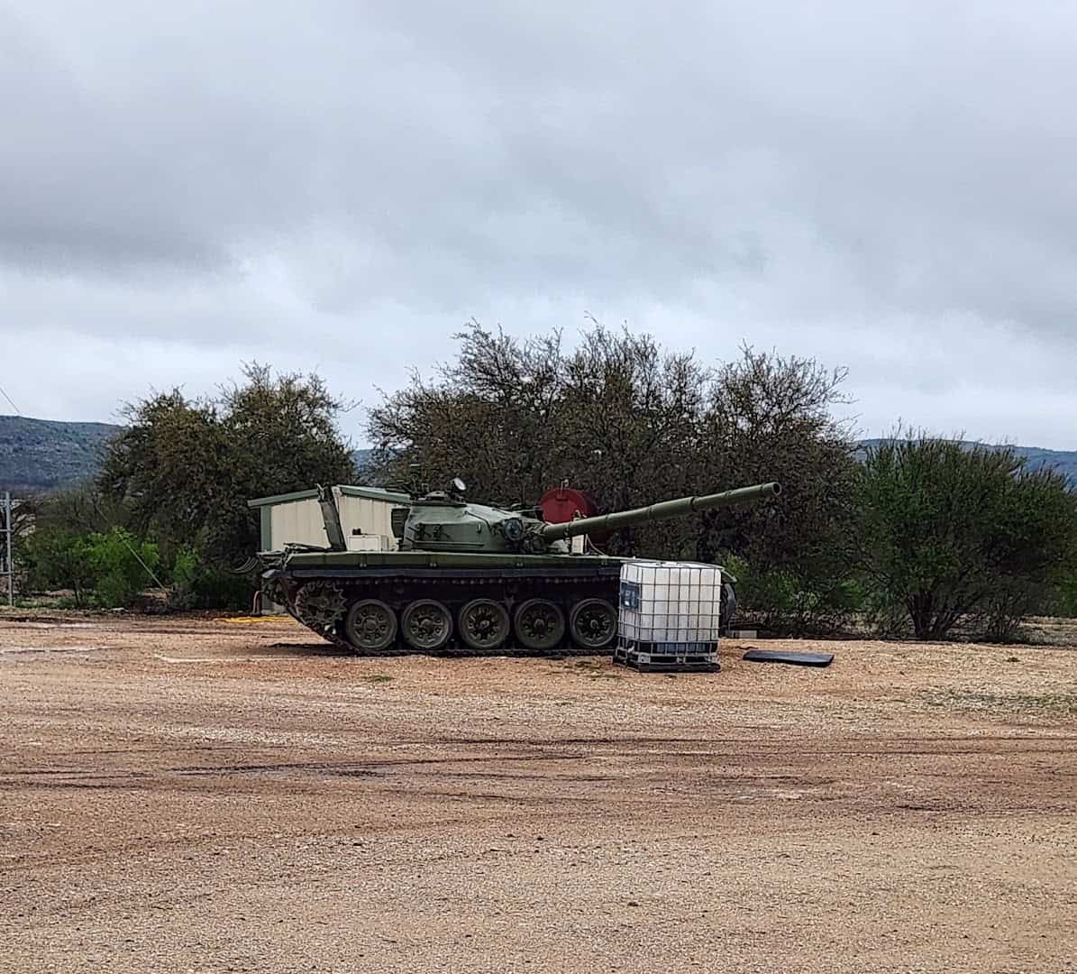 A tank on the DriveTanks driving course near Uvalde, Texas