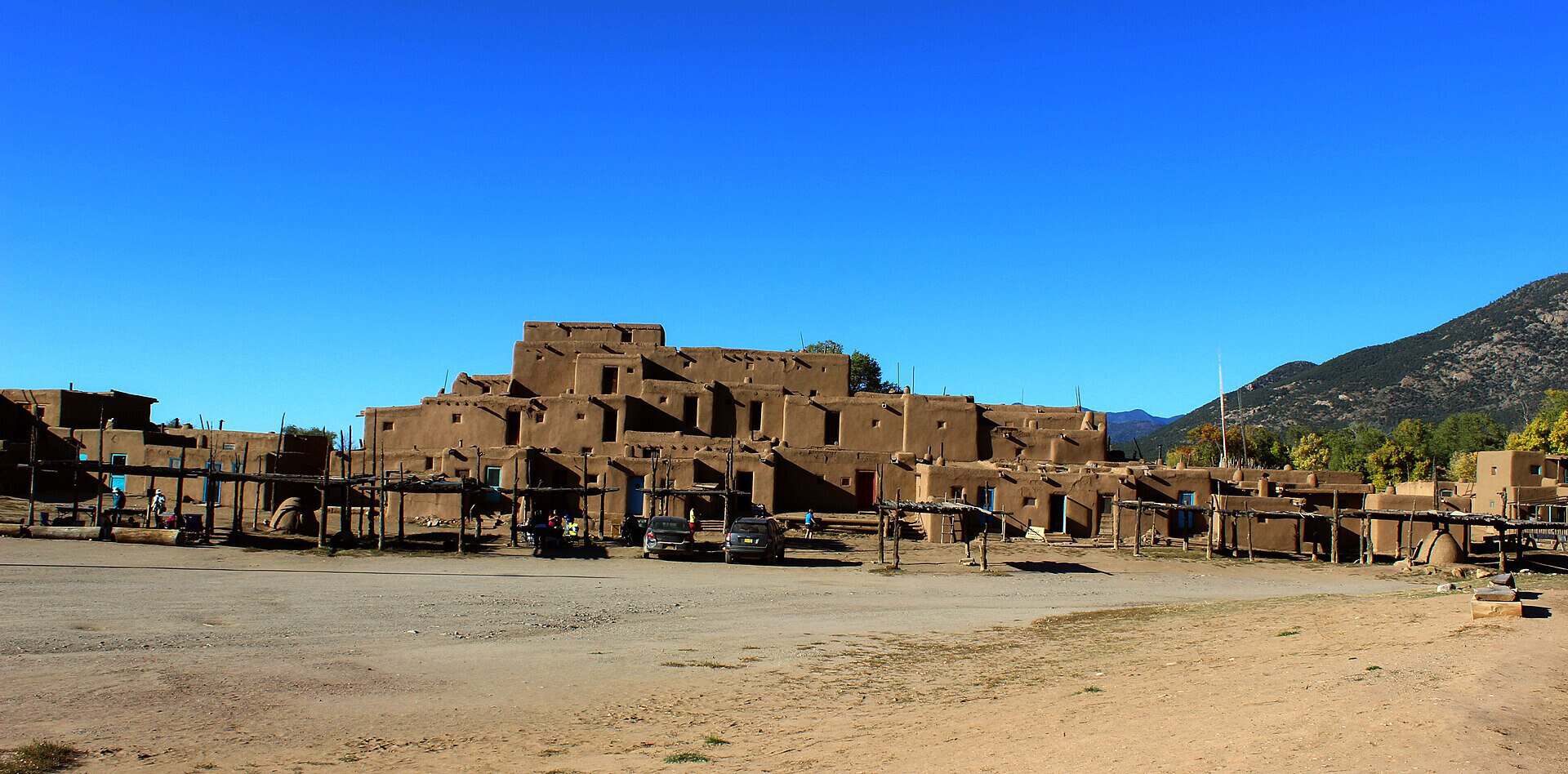 Multi-story adobe dwellings at Taos Pueblo, New Mexico
