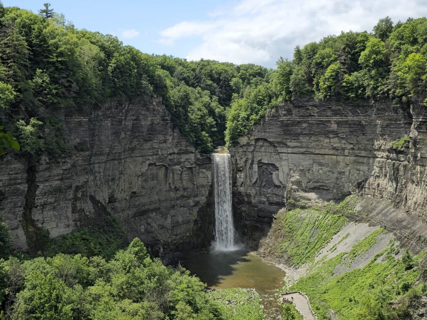 Taughannock Falls dropping into its stone gorge near Ithaca, New York