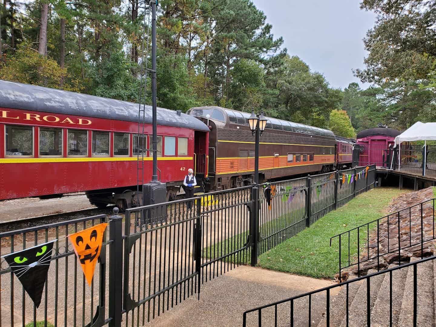 Restored vintage passenger coaches of the Texas State Railroad