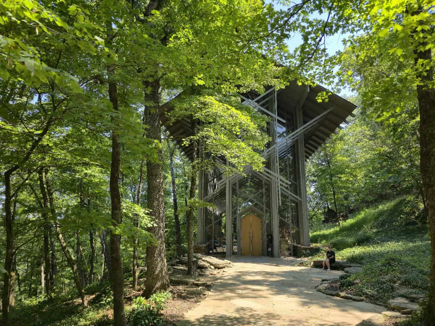 Thorncrown Chapel glass chapel among the trees in Eureka Springs, Arkansas