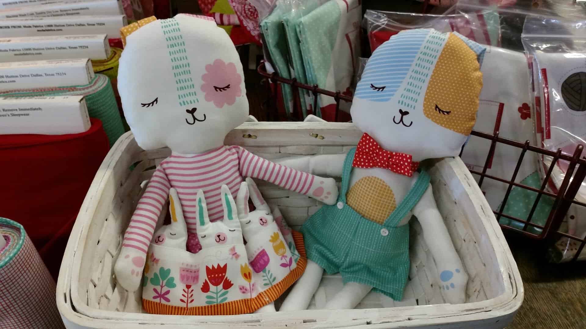 Handmade Tilda fabric dolls made from kits at Quilt Country in Lewisville, Texas