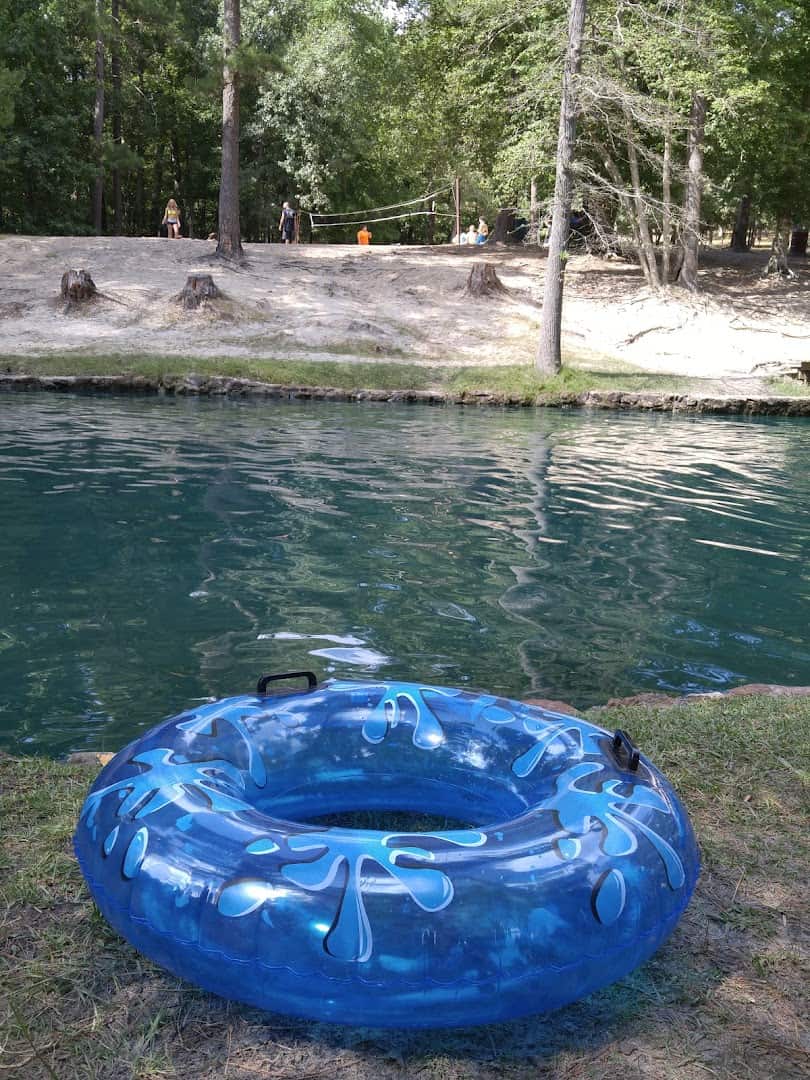 Inner tube on the clear spring water at Camp Tonkawa Springs, Texas