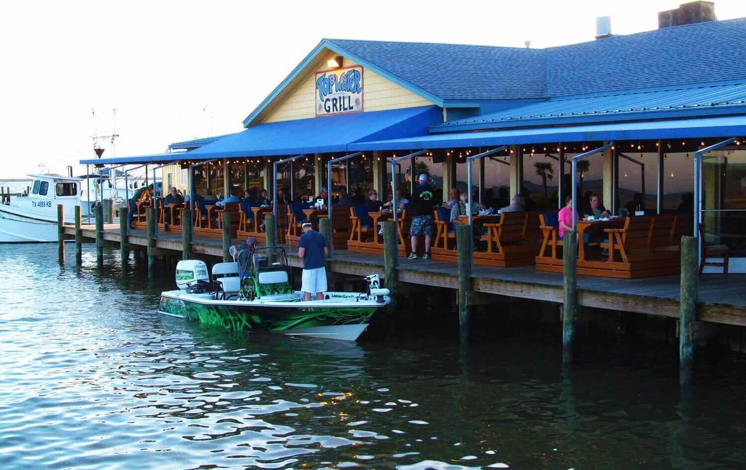 Topwater Grill sitting over the water at April Fool Point in San Leon