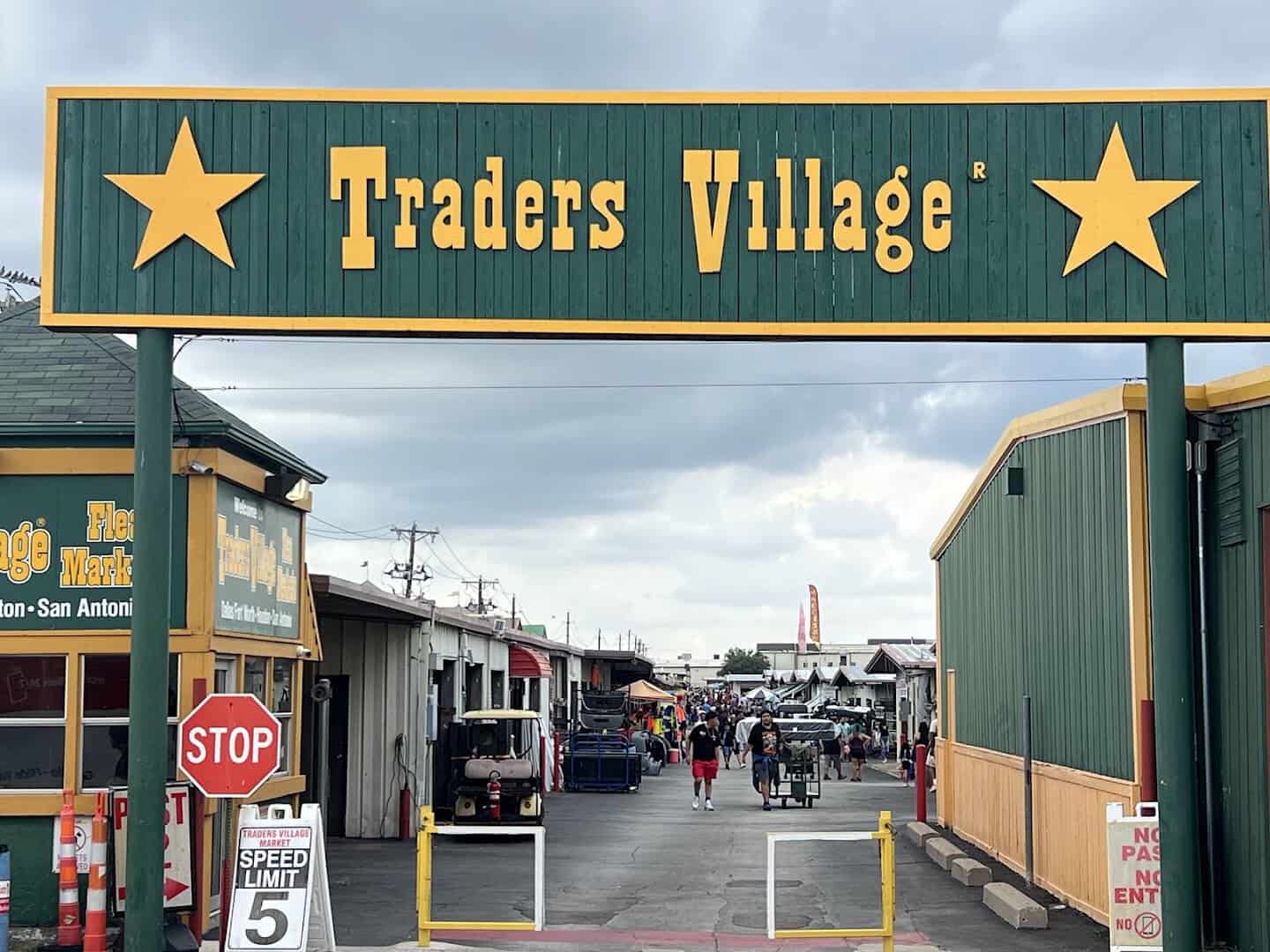 Traders Village entrance sign in Grand Prairie