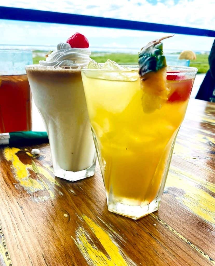Tropical frozen drink with a bay view at Paradise Key in Rockport, Texas